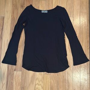 Groceries Apparel Bell Sleeve Mini Dress Black Organic Cotton Small USA NWOT